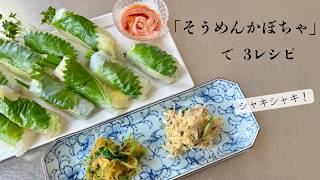 【そうめんかぼちゃ】シャキシャキ食感！3つの簡単レシピ｜生春巻き・和えもの2品