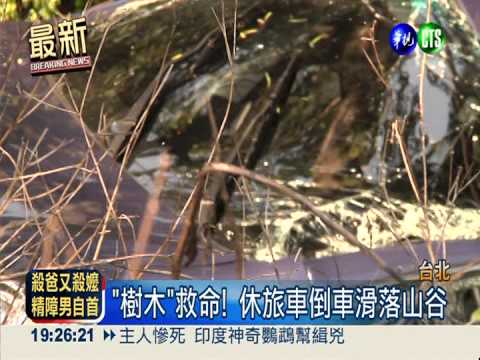 倒車墜谷! 一家五口賞花驚魂記