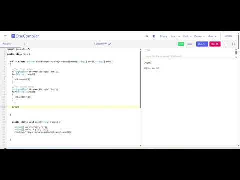 Java Program To Check If Two String Arrays Are Equal Or Not Master Java Programming
