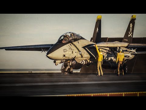 F-14 Tomcat carrier operations in the Pacific Ocean, 1994. (DCS)