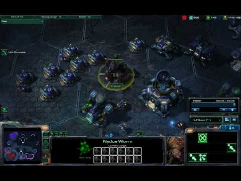 Starcraft 2 Beta -  Nydus worm assaulting Terran base