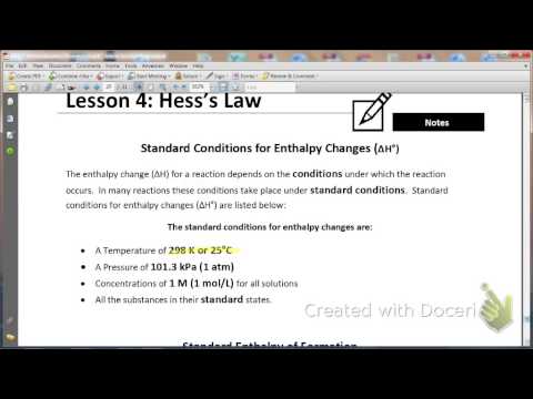 standard Conditions For Enthalpy Changes