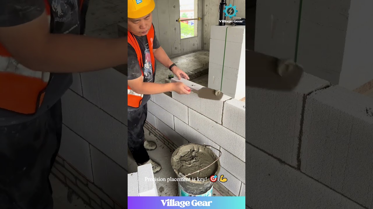 This is How You Build a PERFECT Wall!🧱 Watch the Precision of AAC Block Construction! #construction