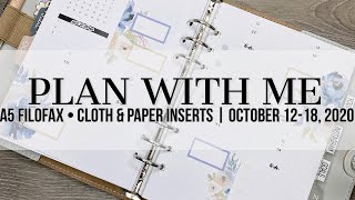 Plan with Me | A5 Filofax | Cloth & Paper Inserts | October 12-18, 2020 #filofax #a5rings