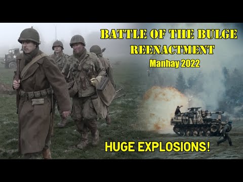 WW2 Battle of the Bulge Reenactment! Germans-VS-U.S. BATTLE With BIG EXPLOSIONS! Manhay 2022 [PART4]