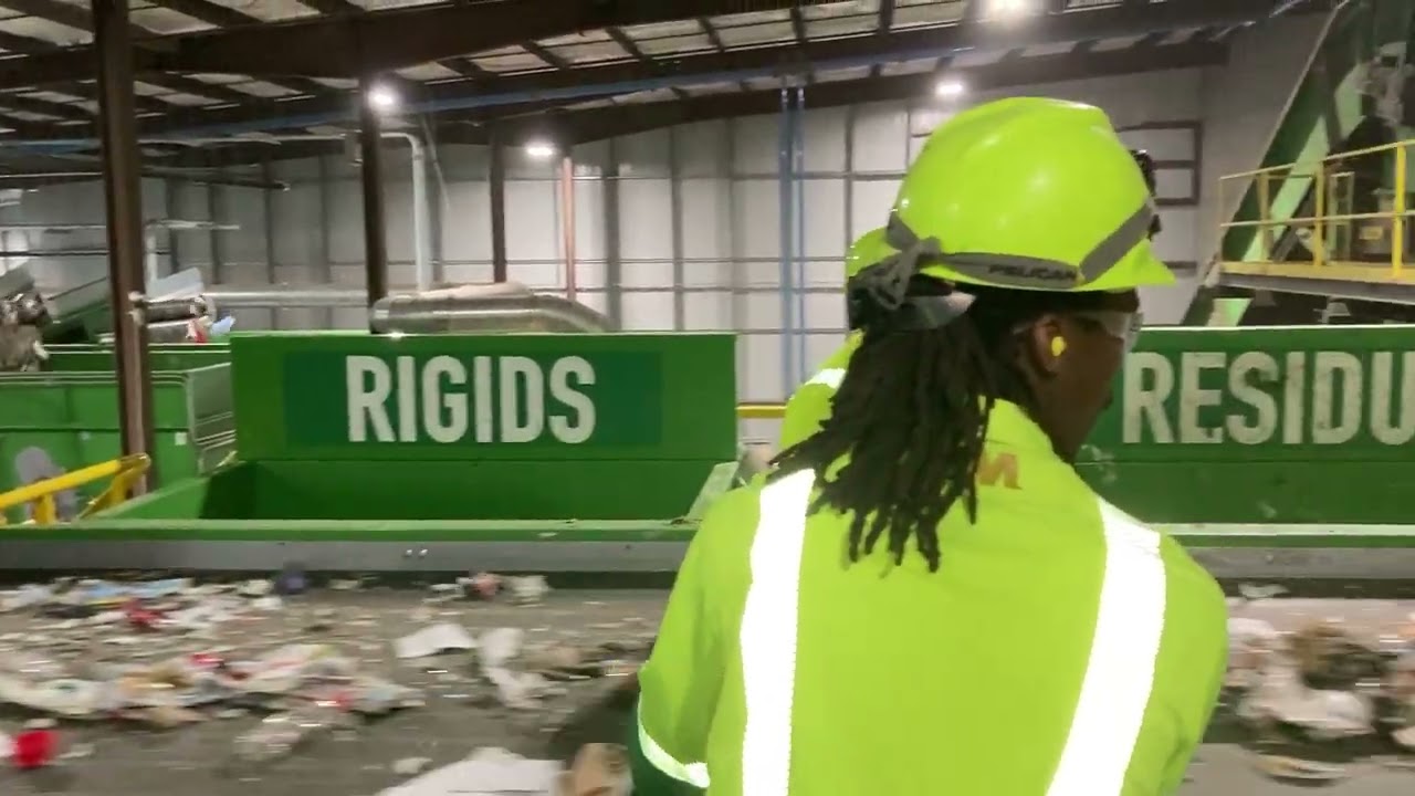 Inside a Waste Management recycling facility