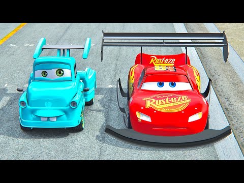 Lightning McQueen GTR vs Tow Mater GTR - Drag Race