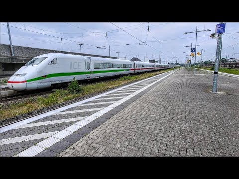 Dual BR 402/ICE 2 flies at 125 m/ph (200 km/h) through Gütersloh Hbf - Fly-by -