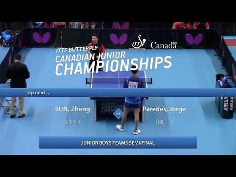 Jorge Paredes (CL) vs Sun Zheng (CN) - 2018 Canadian Junior Championships - Full Match
