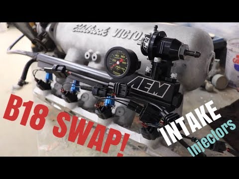 B18 swap EG hatch Update:Fuel system; Edlebrock Victory X Intake, ID 1050cc Injectors, Aem Fuel Rail