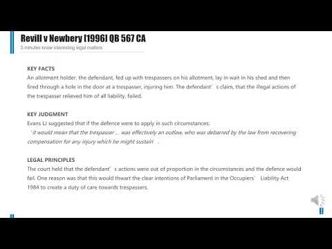 [Case Law Tort] [ex turpi causa non oritur actio] Revill v Newbery [1996] QB 567 CA