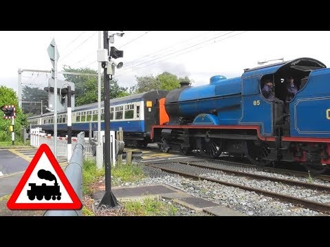 Merrion Gates Railway Crossing - Loco 085 ‘Merlin’ on Dublin Riviera Tour