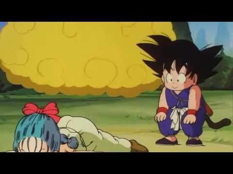 Bulma tries to fly on Nimbus