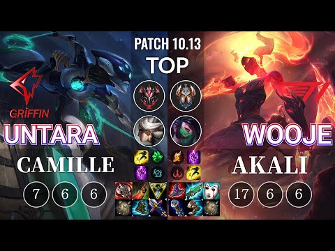 GRF Untara Camille vs T1 Wooje Akali Top - KR Patch 10.13