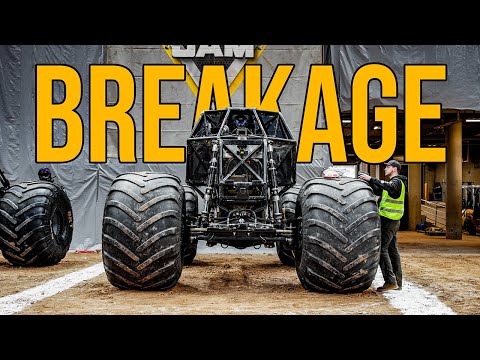 Behind the scenes at Monster Jam. (Breakage During Race)