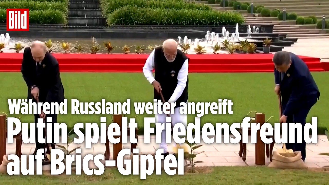 Friedens-Lüge beim Brics-Gipfel: Putin pflanzt Baum, in die Ukraine schickt er Drohnen