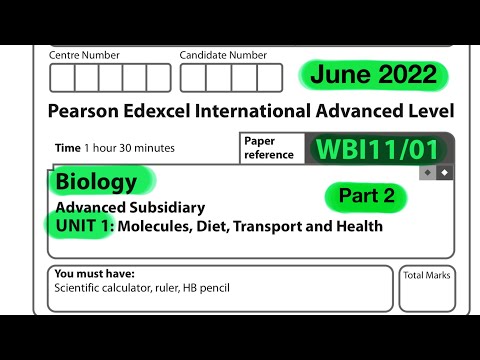 Pearson Edexcel International A level biology Unit 1 June 2022. Part 2 of 2