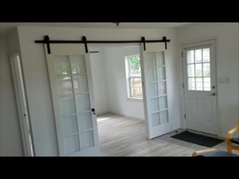 Converting old French doors to barn doors.
