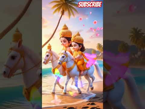 Radha Krishna Horse Riding On Beach with Hu Ru Ru ❤️😘🥰 #krishna #radheradhe #radhakrishna #radha