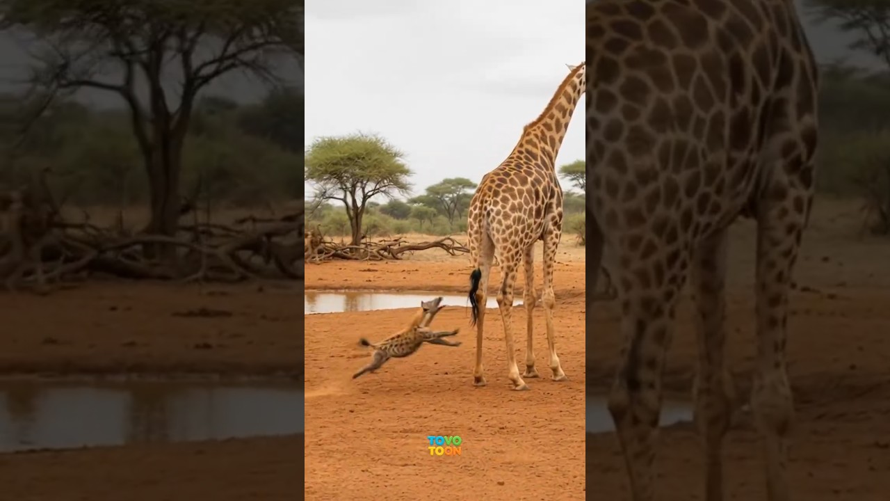 기린은 사나운 하이에나에게서 벗어날 수 있을까 야생의 생존 전쟁! #wildliferescue #wildlife