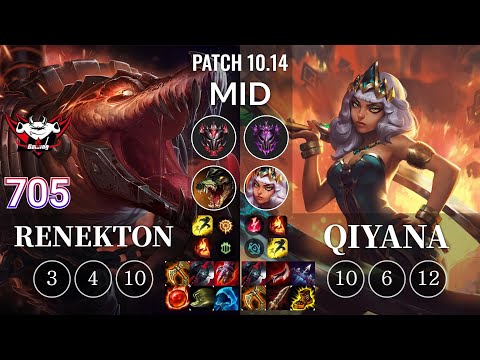 JDG 705 Renekton vs Qiyana Mid - KR Patch 10.14