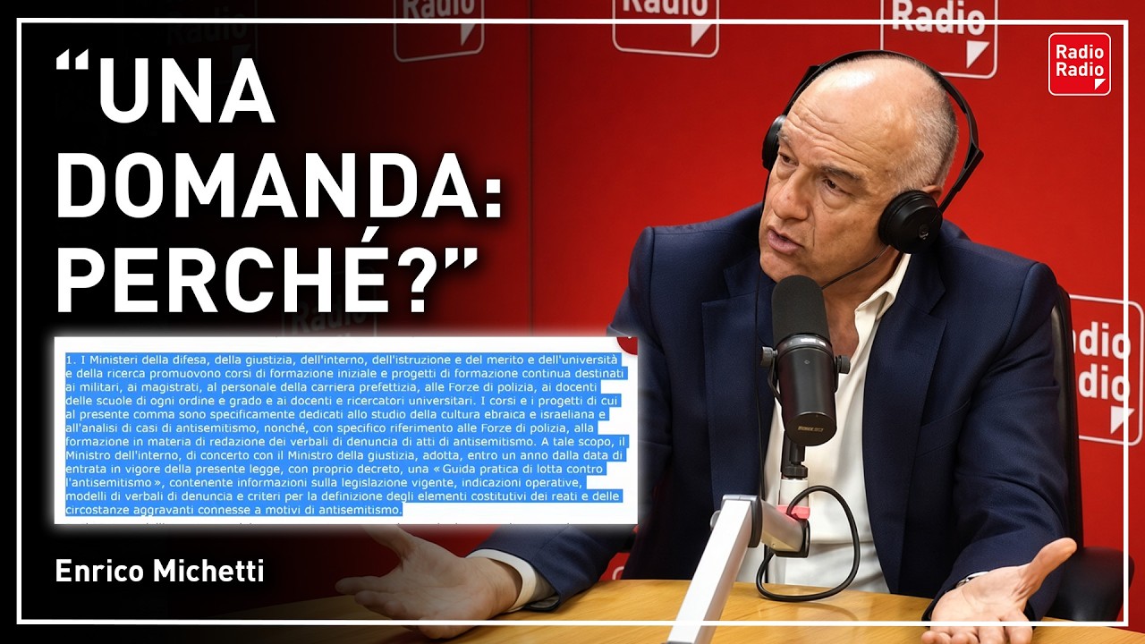 DDL ANTISEMITISMO, MICHETTI CONTESTA CARTA ALLA MANO: "FRANCAMENTE NON CAPISCO"