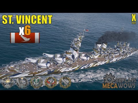 Battleship St. Vincent 6 Kills & 218k Damage | World of Warships Gameplay