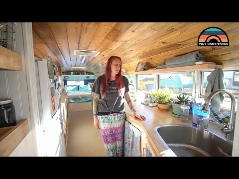 Couple Builds Beautiful Open Concept School Bus Conversion