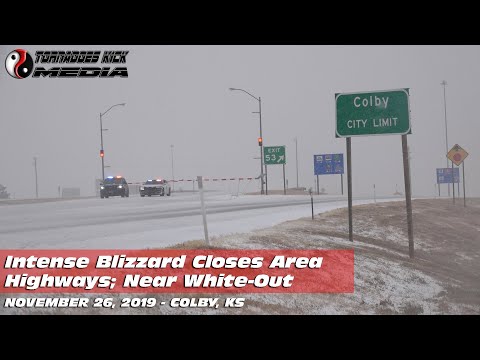 Blizzard Closes Areas Highways in NW Kansas - 11/26/2019 Colby, KS