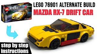 Mazda RX-7 Drift Car Alternate Build from LEGO 76901 Toyota Supra Set Building Tutorial