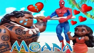 Moana 🏄 Vaiana tiene una cita con Spiderman | Maui Celoso | Moana Juguetes en Español