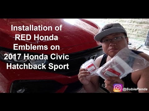 Installation RED Honda Emblems on 2017 Honda Civic Hatchback Sport