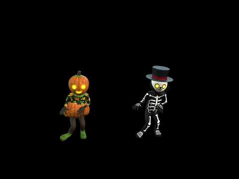 HALLOWEEN PARTY BACKGROUND - Dancing Pumpkin and  Skeletons. Halloween Loop Video