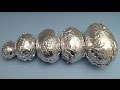 Learn Sizes With Surprise Eggs Opening HUGE Shiny Silver Chocolate Mystery Eggs