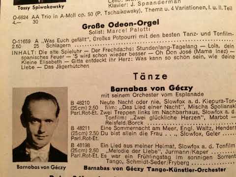 Barnabas von Géczy Orchester, Zwei Treppen links im Nachbarhaus, Slowfox, 1932