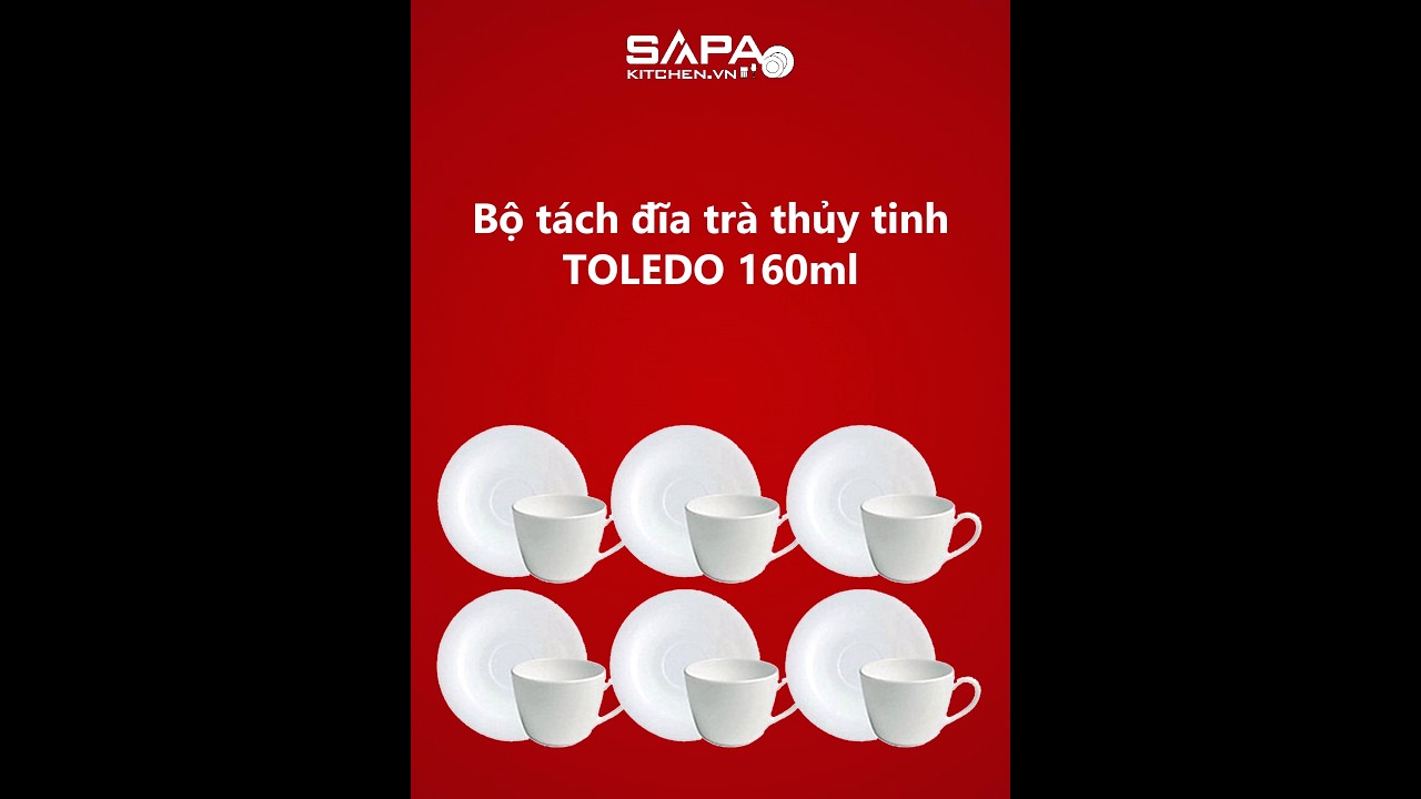 Bộ tách đĩa trà thủy tinh Toledo 16 cl
