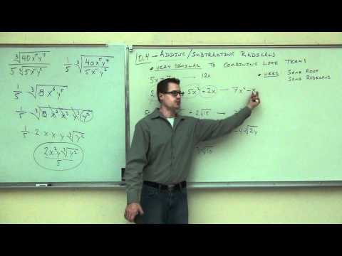 Intermediate Algebra Lecture 10.4 Part 1