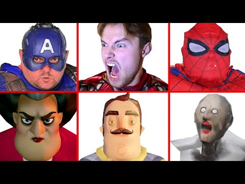 Superheroes VS Scary Teacher 3D VS Hello Neighbor VS Granny