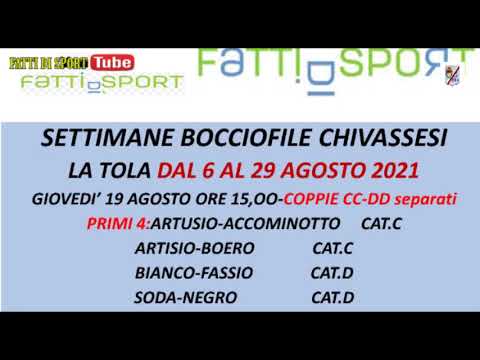 Bocce : Tabellino Gare del 19 Agosto 2021 - Bocciofila La Tola - Chivasso (TO)