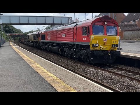 DOUBLE HEADED 66 STEEL TRAIN PASSING LLANHARAN!