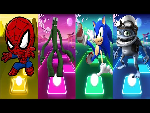 Spider Man Vs Rainbow Friends Vs Sonic Vs Crazy Frog |  Tiles Hop EDM Rush