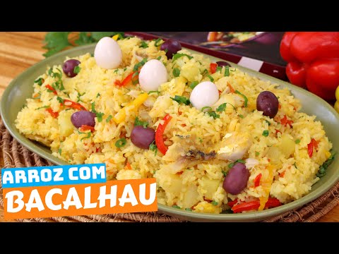 O MELHOR ARROZ COM BACALHAU QUE VOCÊ JÁ VIU - SIMPLES - FÁCIL E DELICIOSO - Receitas de Pai