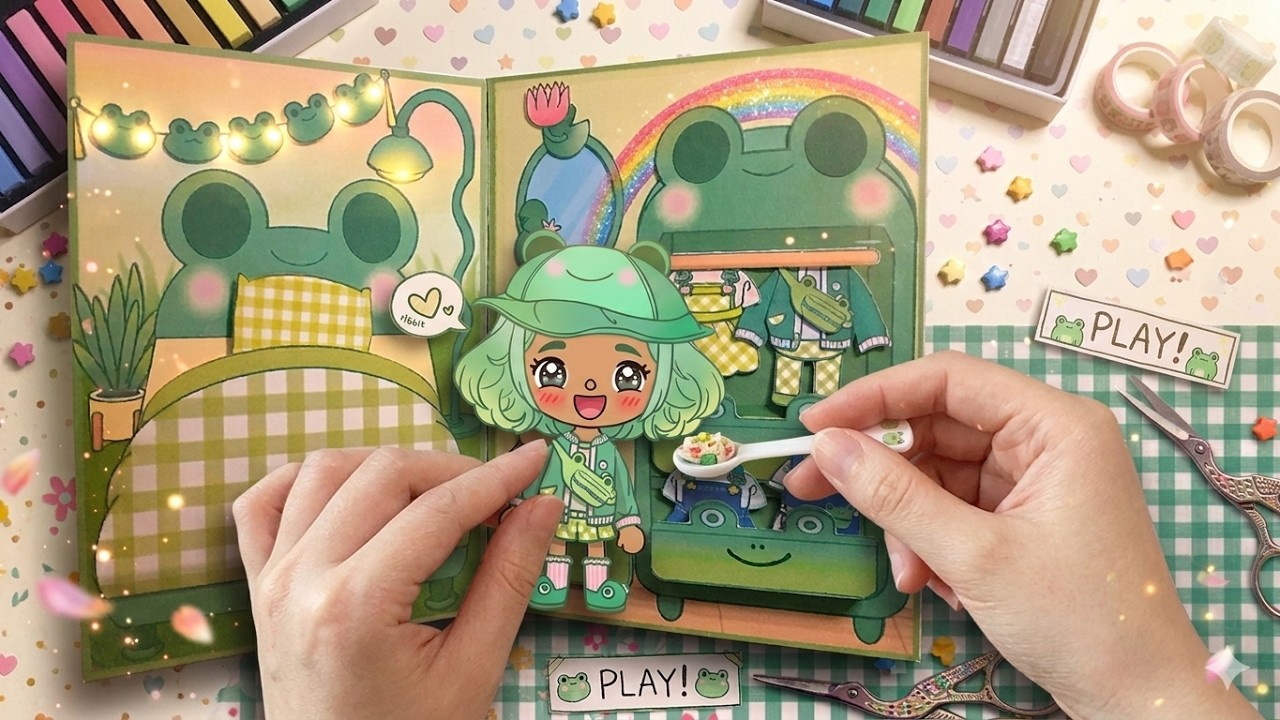 Hello Kitty and Friends KEROPPI Paper Doll Dress Up Printable Paper Quiet Book House 케로피 종이인형 도안 만들기