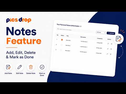 PicsDrop Video: Notes & Reminders Management