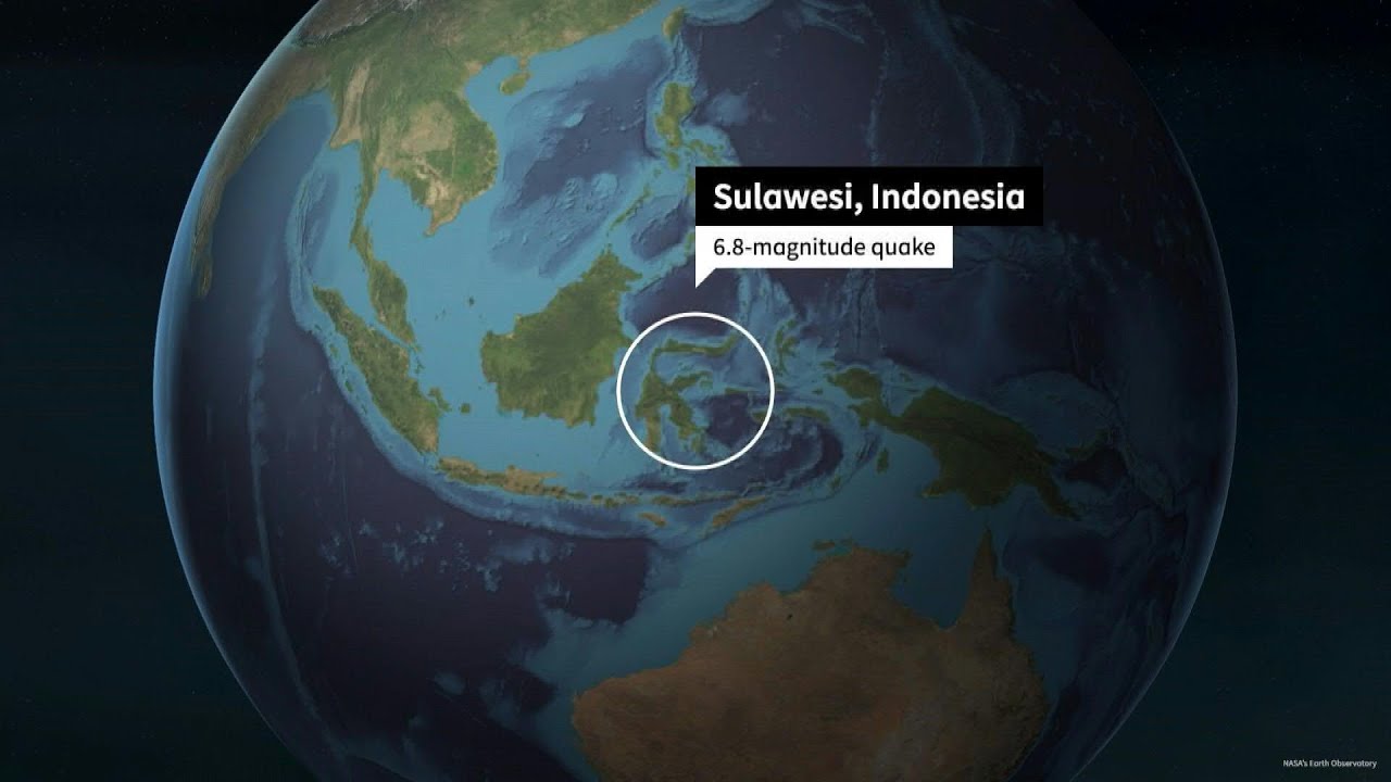 Animated map shows the epicenter of the Indonesia quake