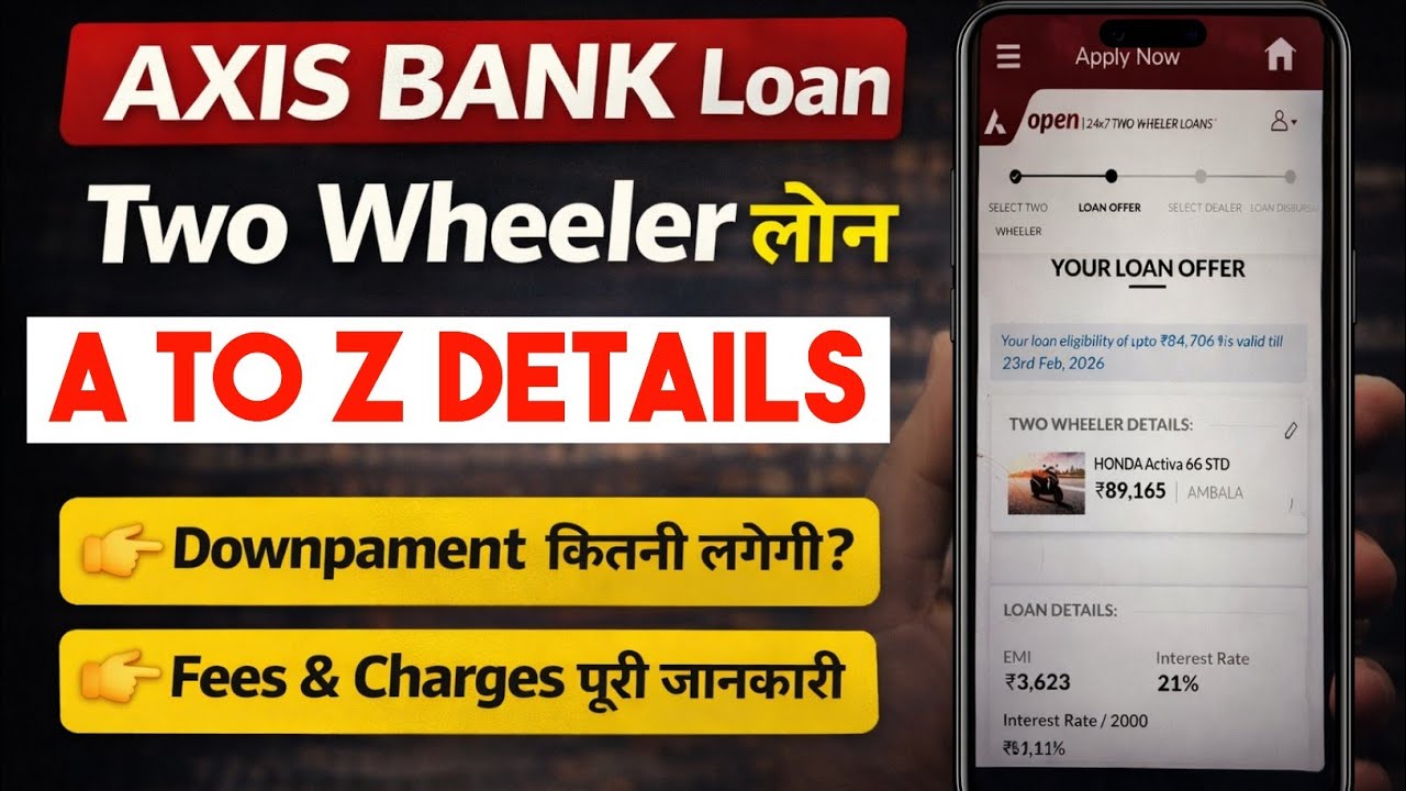 AXIS BANK Two Wheeler Loan 2026 | How much will the downpayment be? Fees & Charges Complete Details