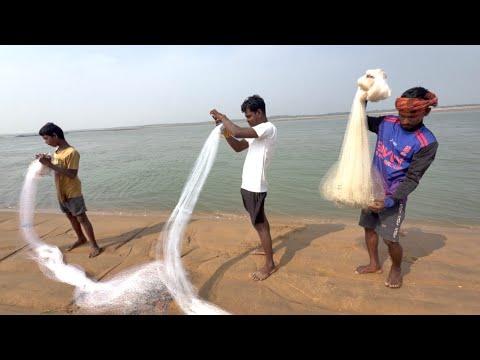 Fishing Net Video - Traditional Net Fishing Village in River With Beautiful Natural 