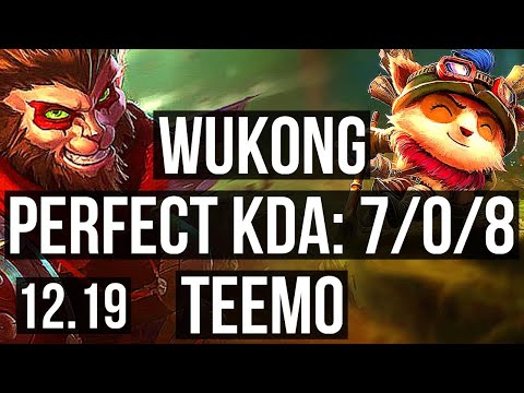 WUKONG vs TEEMO (TOP) | 7/0/8, 1.3M mastery, Godlike | EUW Master | 12.19