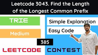 Leetcode 3043. Find the Length of the Longest Common Prefix Hindi