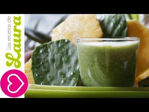 Nopal Smoothie with Pineapple and Celery - Fat-burning smoothie to eliminate belly fat and reduce...